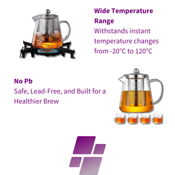 Borosilicate Square Glass Tea Pot